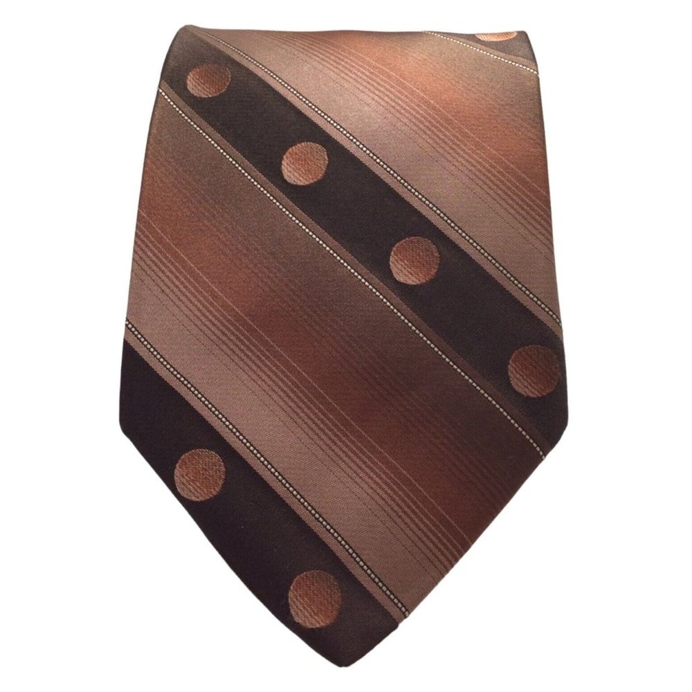 TED BAKER LONDON Brown Striped Silk Tie Hand Made In USA 60"/3".3/4 EX COND